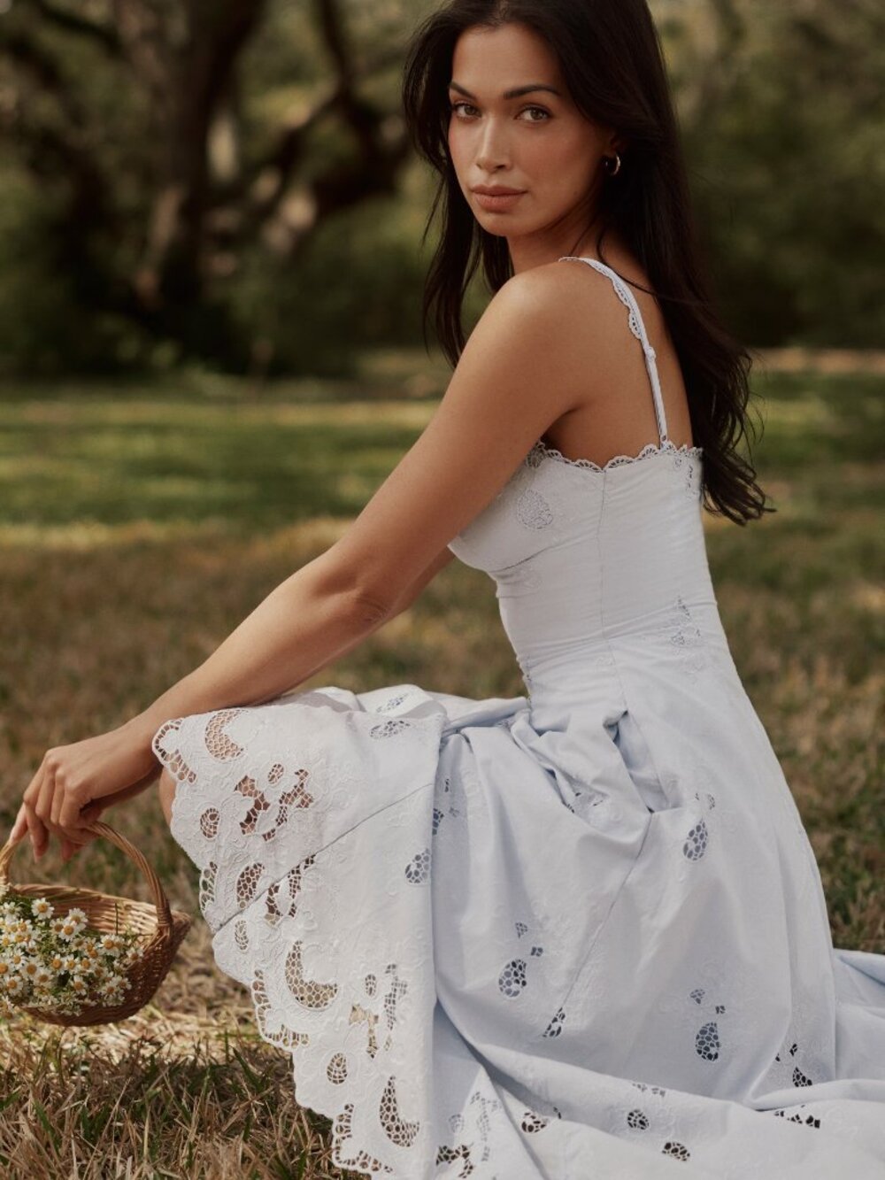 House of CB Bluebell Lace + Cotton Broderie Anglais Midi Sundress - Picture 8 of 9